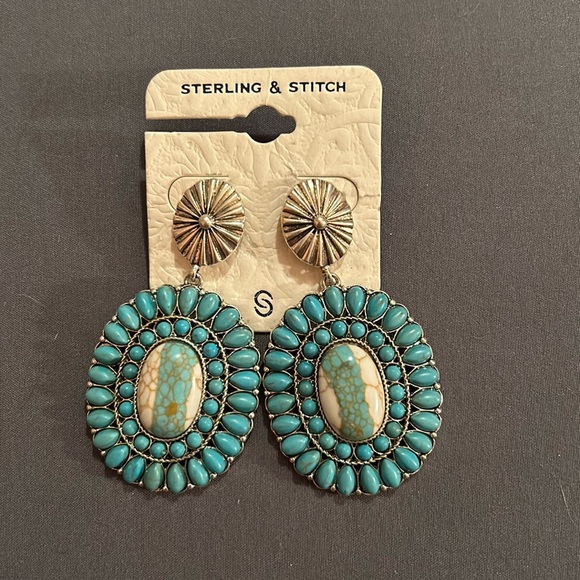 Sterling & Stitch Turquoise Earrings - Picture 3 of 7